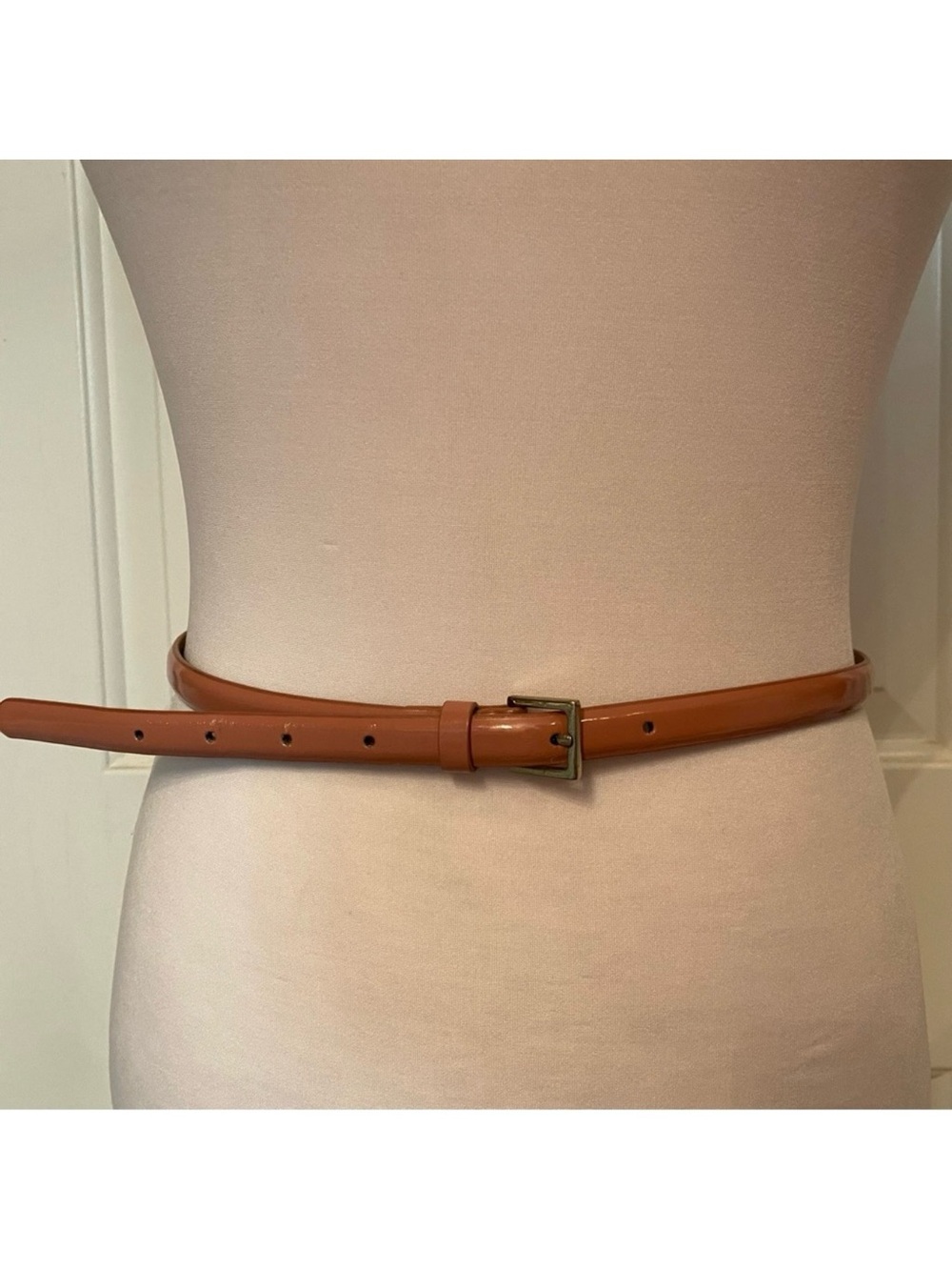 J. CREW BELT SKINNY BARBIECORE PINK FAUX PATENT LEATHER SILVER TONE BUCKLE S